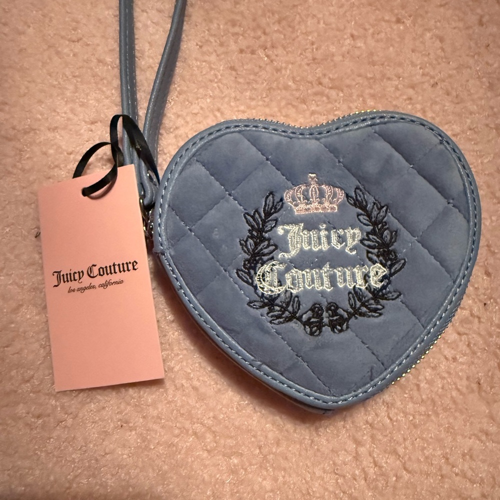 Juicy Couture Blue Heart-Shaped Quilted Pouch